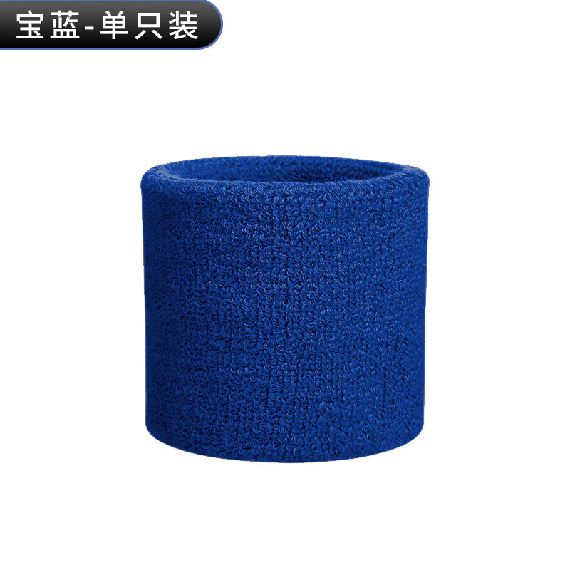 Multi-color cotton terry wrist sweatbands shown in a promotional style layout