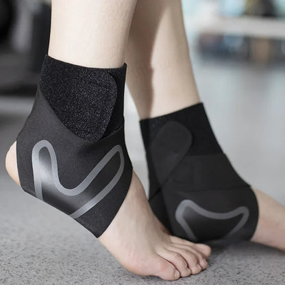 Instructional image of ankle brace with text overlay