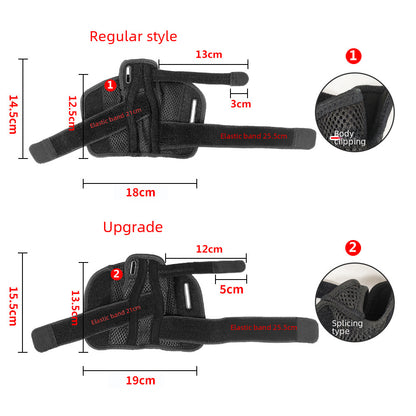 Regular and Upgrade thumb wrist brace style comparison