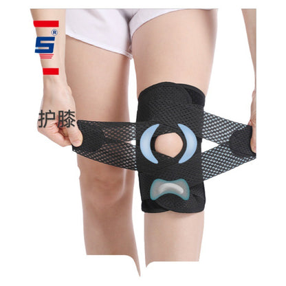 Step-by-step view of how to wrap and adjust the patella knee support strap