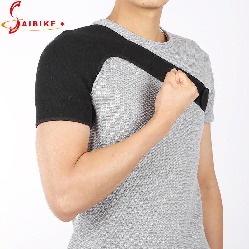 Back view of adjustable shoulder support brace showing wraparound upper back strap