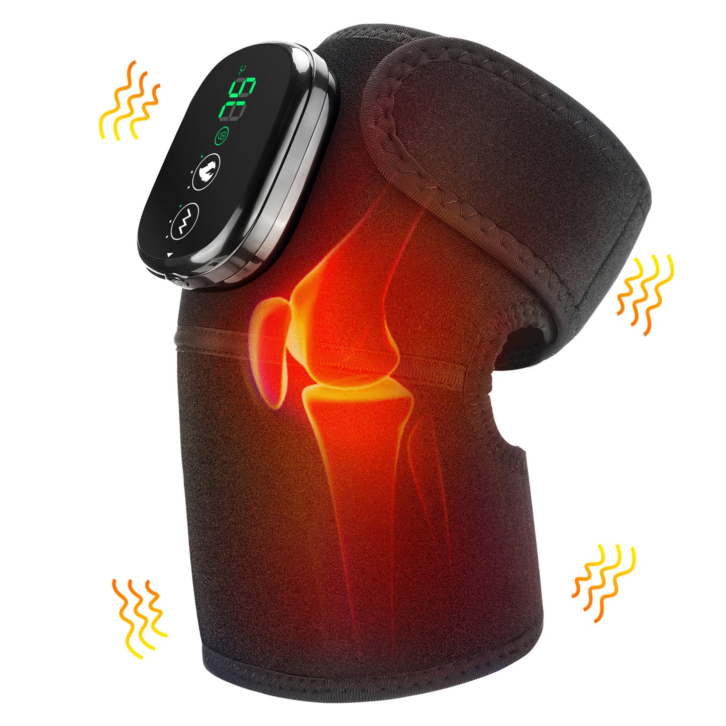 Black rechargeable heated support brace variant with wrap design