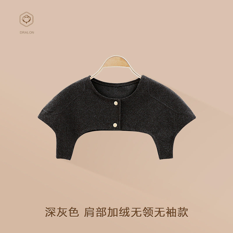 Shoulder support warmer with soft thermal fabric and stand collar