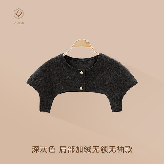Shoulder support warmer with soft thermal fabric and stand collar