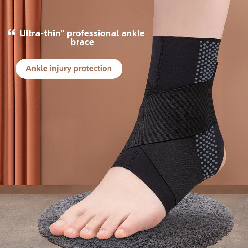 Adjustable ankle brace support wrap shown worn for everyday active use