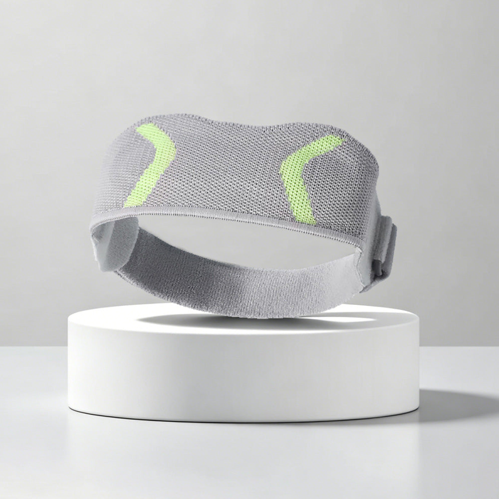 Side view of adjustable knee support strap in gray