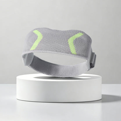 Side view of adjustable knee support strap in gray