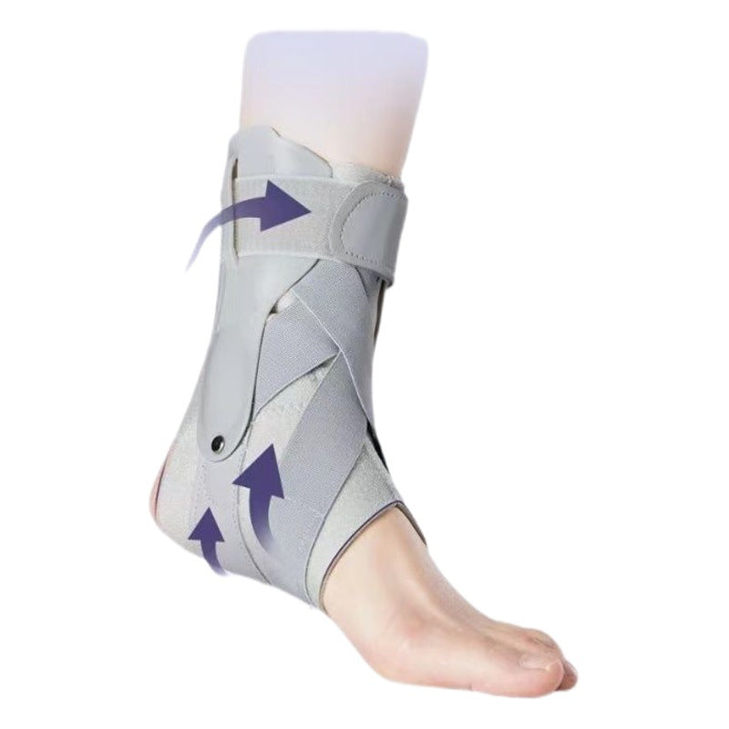 Adjustable ankle support sleeve in light gray with firm wrap design