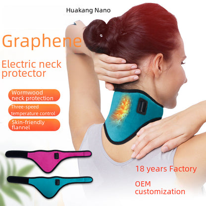Adult wearing heated neck support wrap for everyday warmth