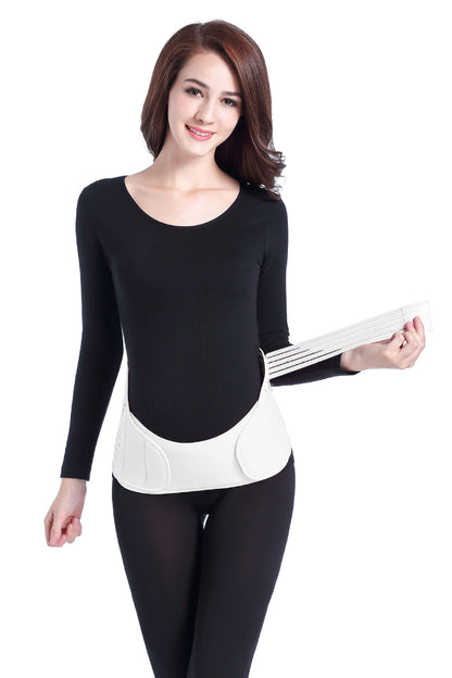 Pink maternity support belt laid flat showing elastic wrap design
