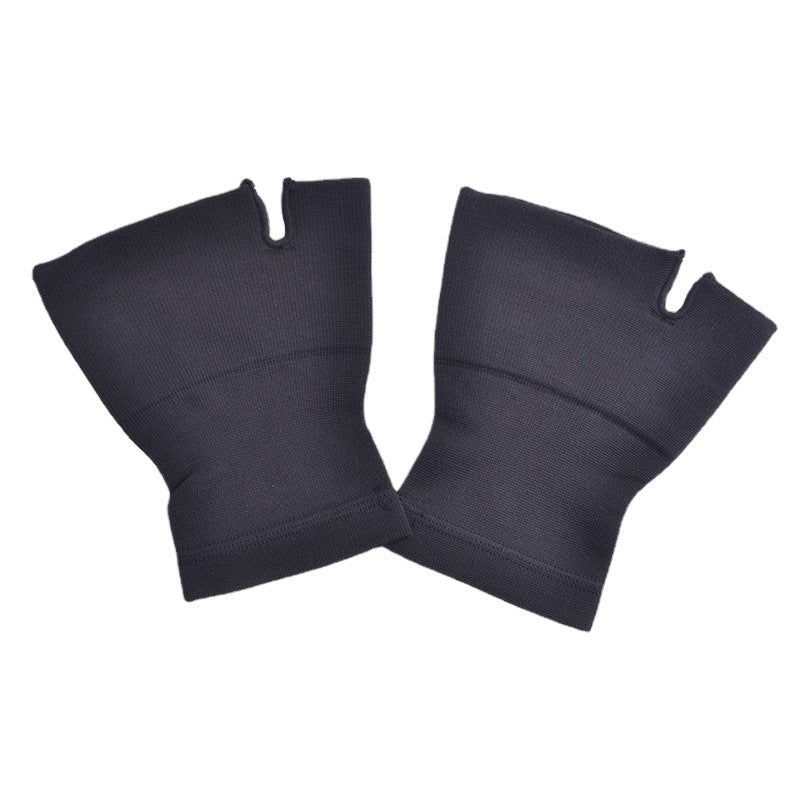 Black thumb wrist brace compression sleeves with thumb opening on white background