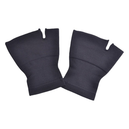 Black thumb wrist brace compression sleeves with thumb opening on white background