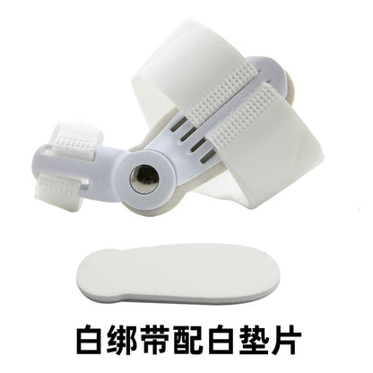 Blue adjustable toe corrector brace on white background