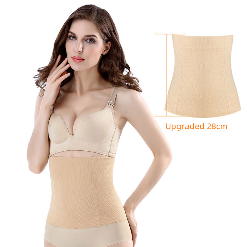 Close-up of nude maternity belly support belt showing seamless knit texture and flexible coverage