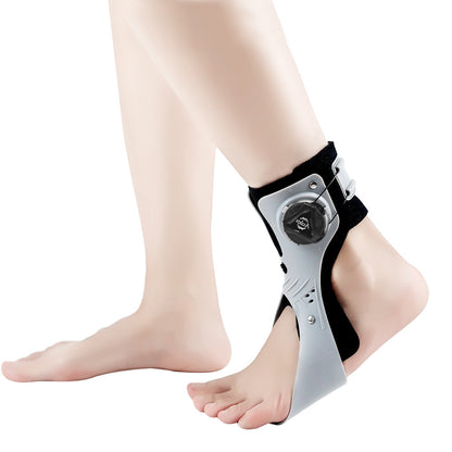 Ankle brace worn during walking to show supportive fit and low profile shape