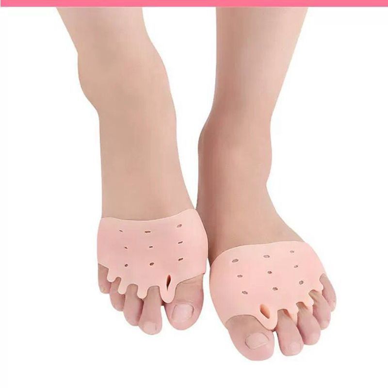White silicone forefoot sleeve showing toe openings and perforated surface