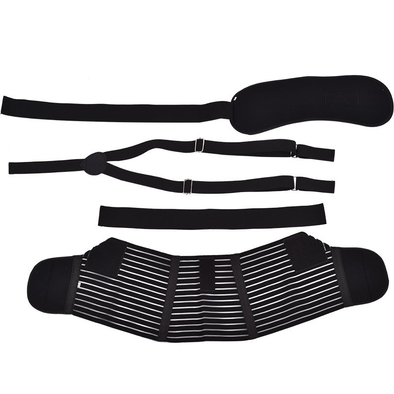 White maternity belly support belt worn from the front