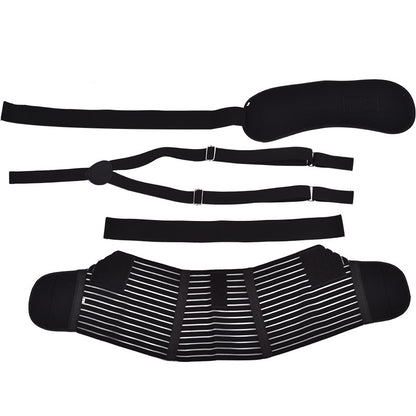 White maternity belly support belt worn from the front