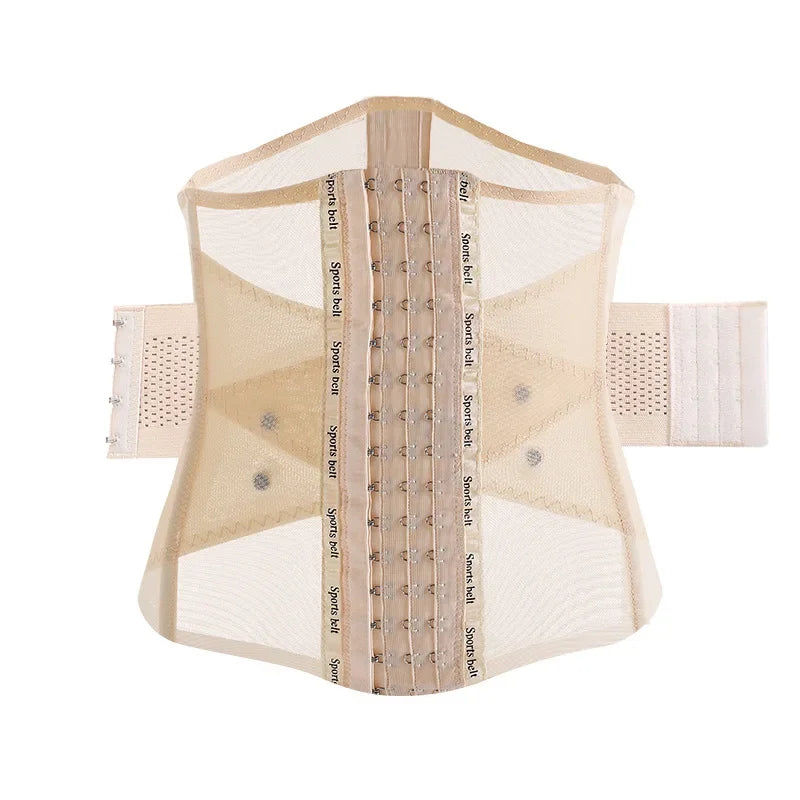 Skin Tone abdominal support belt with breathable mesh fabric and adjustable fit