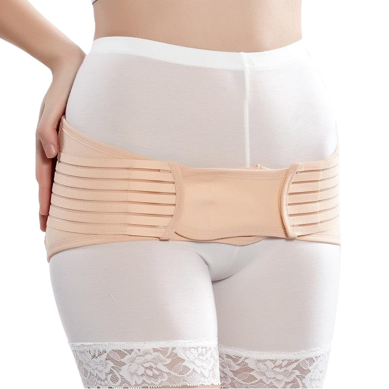 Front fit view of maternity belly support belt with wide wrap coverage