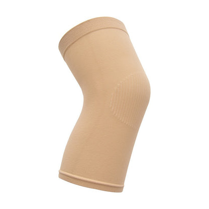 Nude breathable knitted knee support sleeve on white background