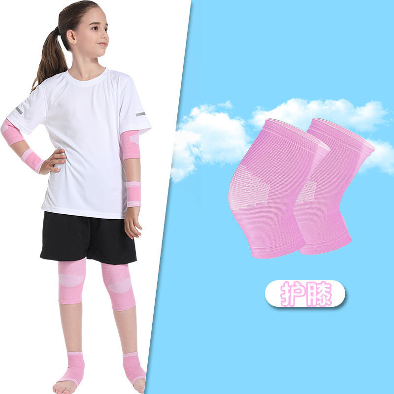 Kids support sleeve color and wear-view collage in blue and pink