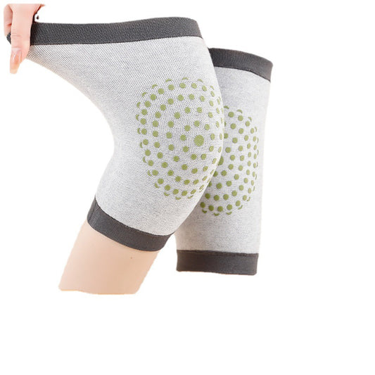 Medium gray self-heating knee support sleeves in stretch knit fabric