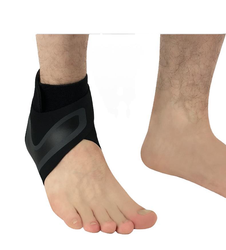 Breathable black ankle brace fitted around the ankle and foot