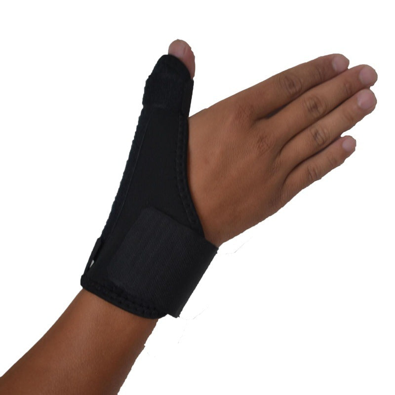Close view of thumb wrist brace showing thumb opening and supportive hand coverage