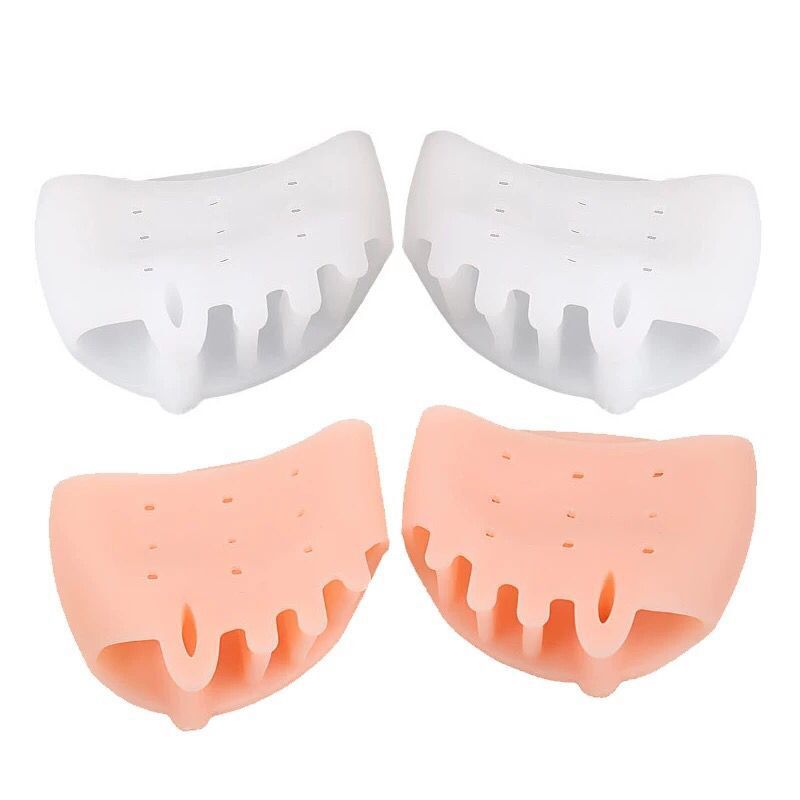 Close view of perforated silicone toe separator with five-toe design