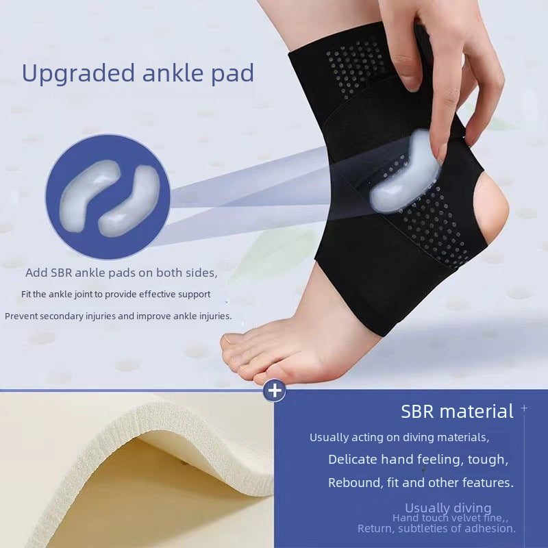 Black ankle support brace with side pads product view