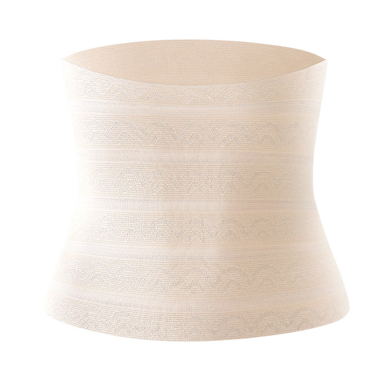 Black belly support band open view with center closure detail
