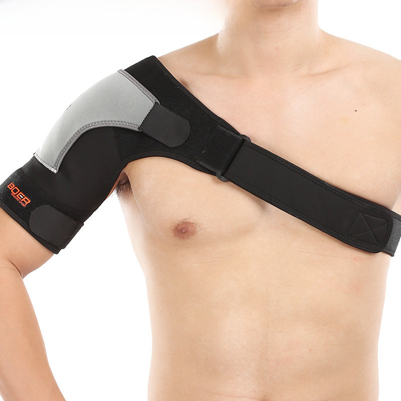 Back view of the shoulder support brace showing wraparound strap routing