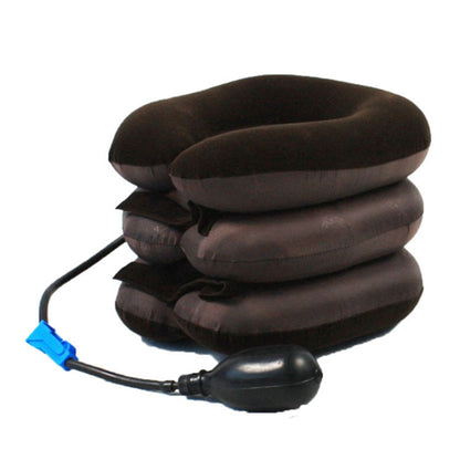 Adjustable inflatable cervical support collar with hand pump