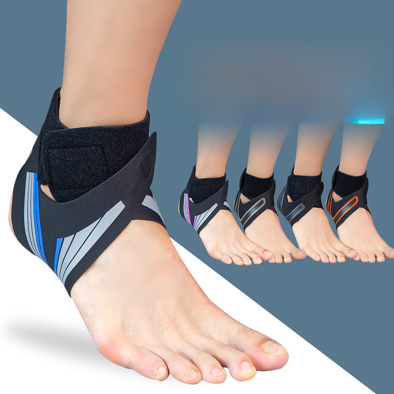 Sports ankle support shown on feet for fit and wear reference