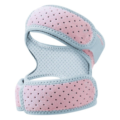 Patella knee brace worn on a leg to show fit, support structure, and silicone padding placement