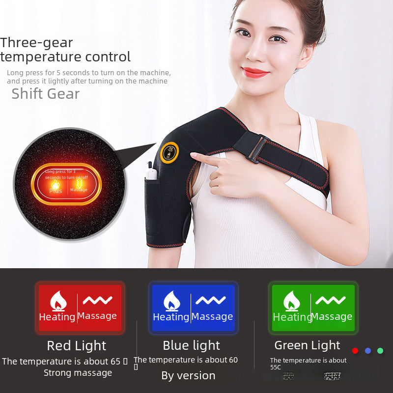Heated shoulder support pad with massage feature variant