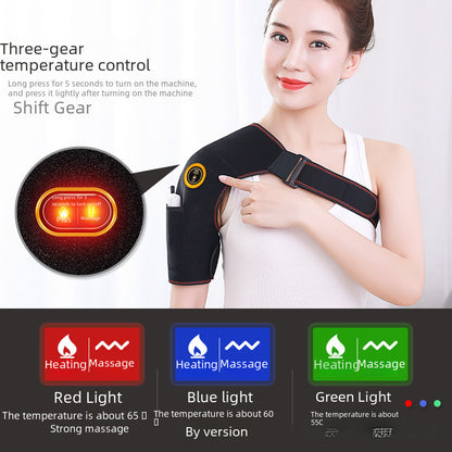 Heated shoulder support pad with massage feature variant