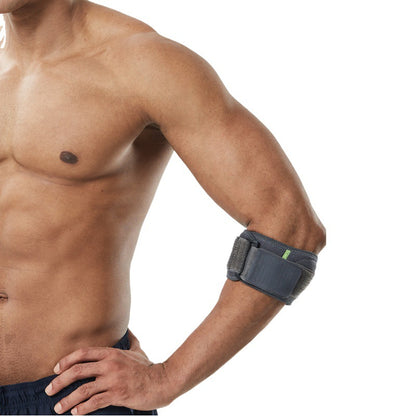 Adjustable elbow support brace worn on the arm showing elbow placement and fit