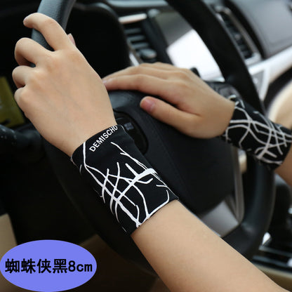 Solid black wrist support sleeve worn on the hand and wrist