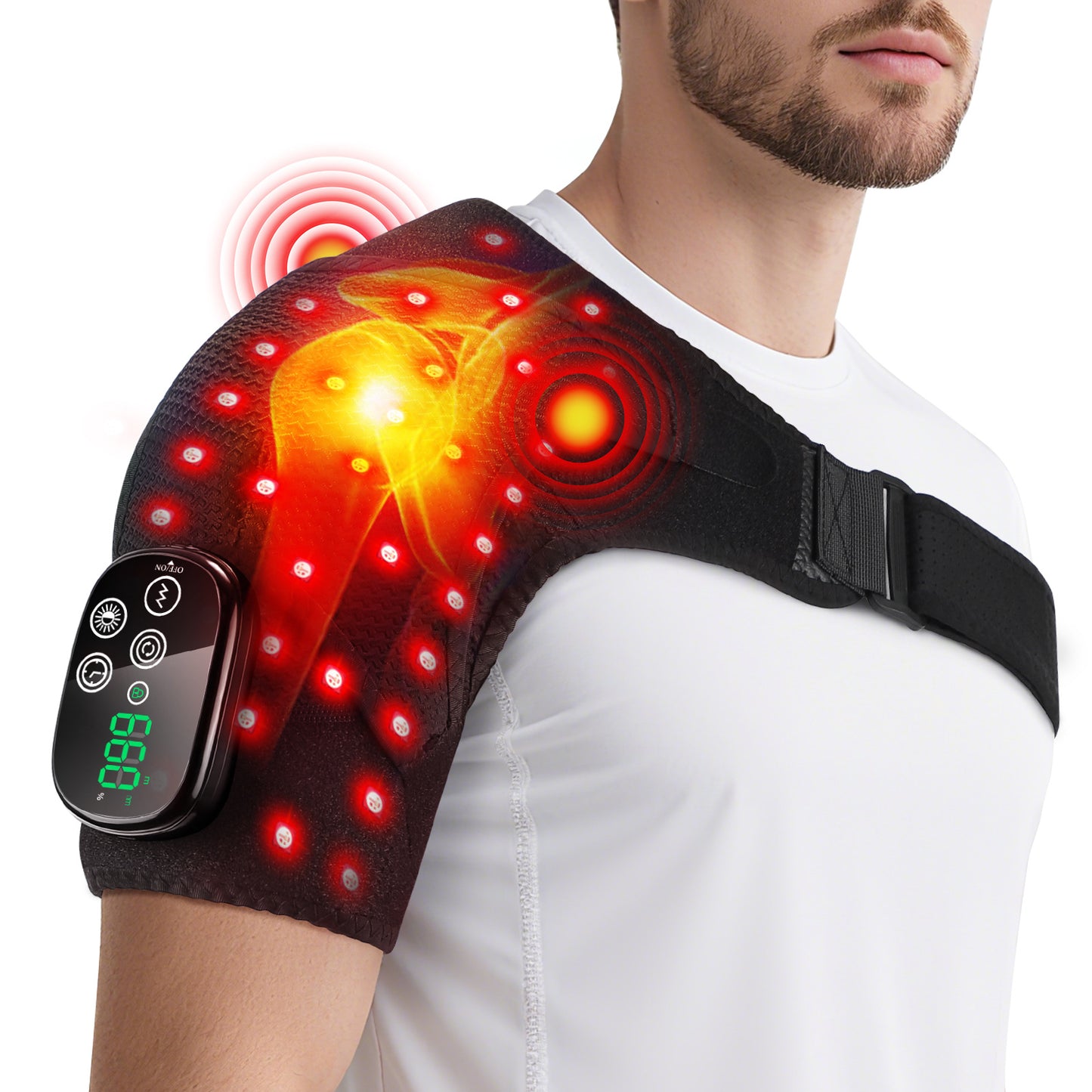 Black gray shoulder support brace with adjustable straps