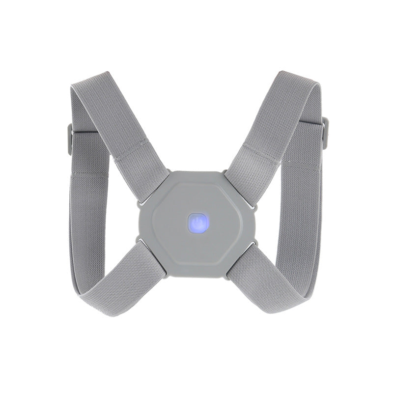 Adjustable posture corrector brace comparison showing basic and LCD models in gray and black