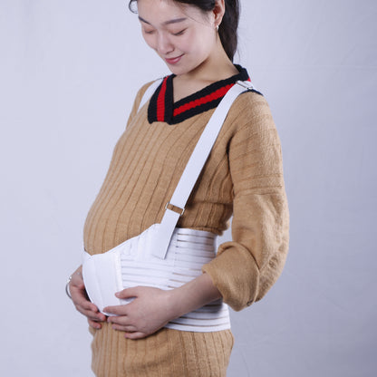 Back view of maternity support belt showing shoulder strap layout and rear support panel