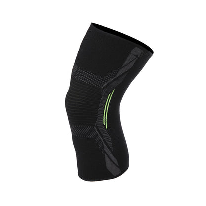 Knitted knee support sleeve available in black red, black gray, black blue, and black green
