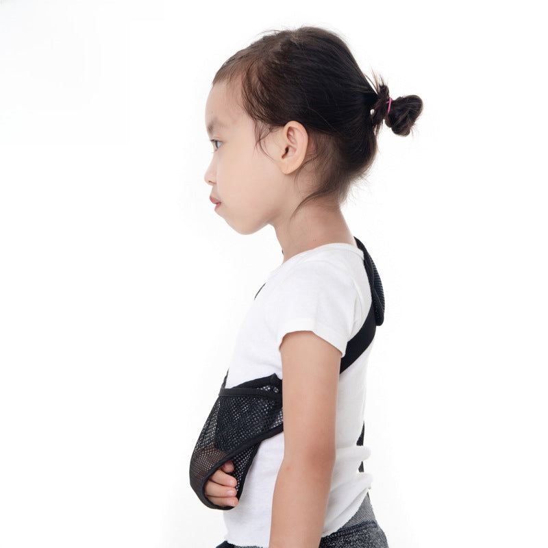 Black kids forearm sling support brace in small size with adjustable strap