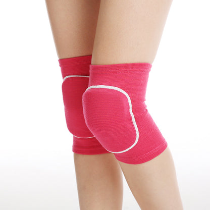 Side view of rose red knee support sleeves worn on both knees