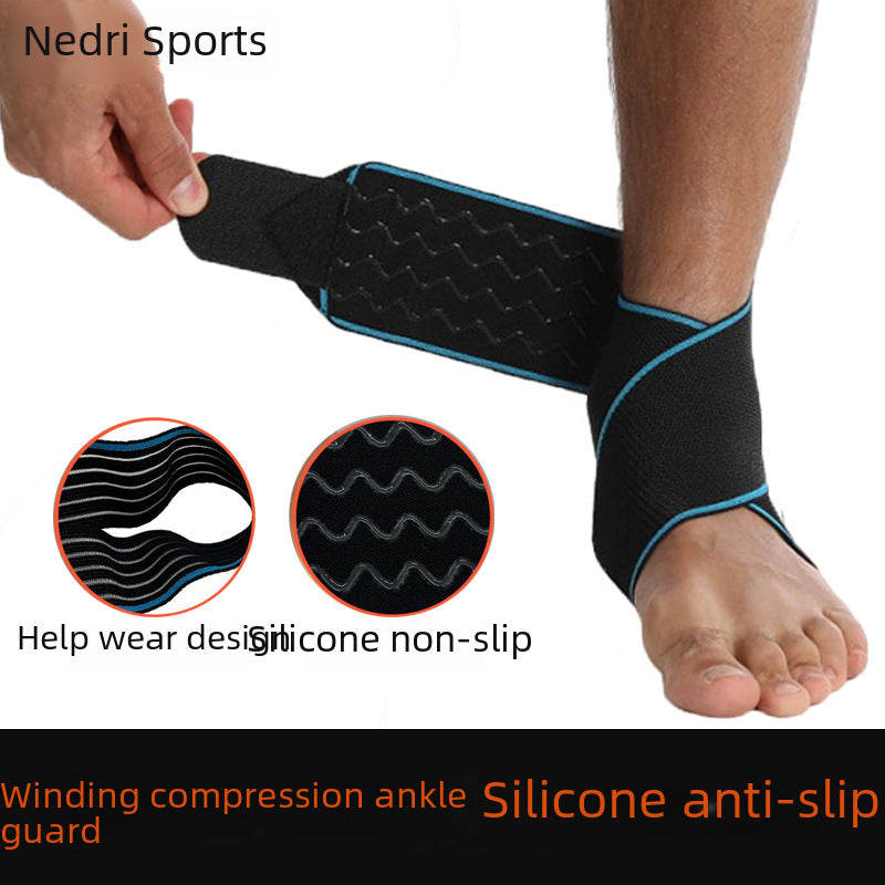 Close view of ankle support brace design and wrap construction