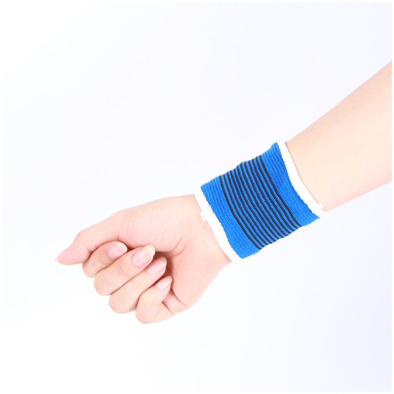 Blue slip-on knee support sleeve with knitted compression fit