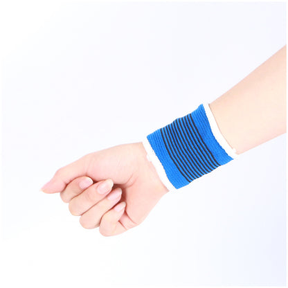 Blue slip-on knee support sleeve with knitted compression fit