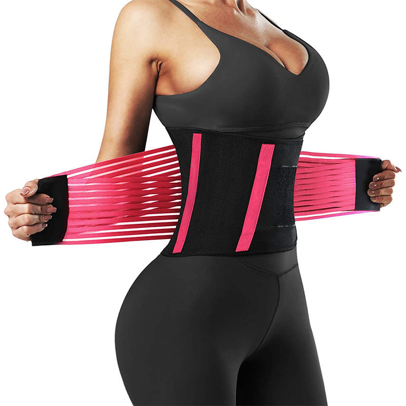 Model wearing the maternity belly support belt to show abdominal coverage and lower back support